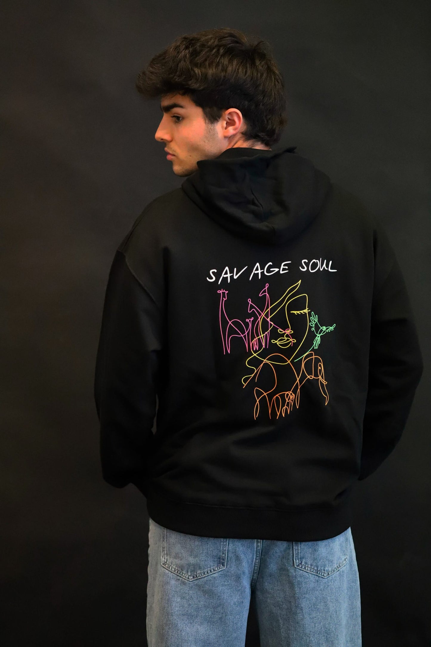 SAVAGE SOUL BLACK OVERSIZED HOODIE