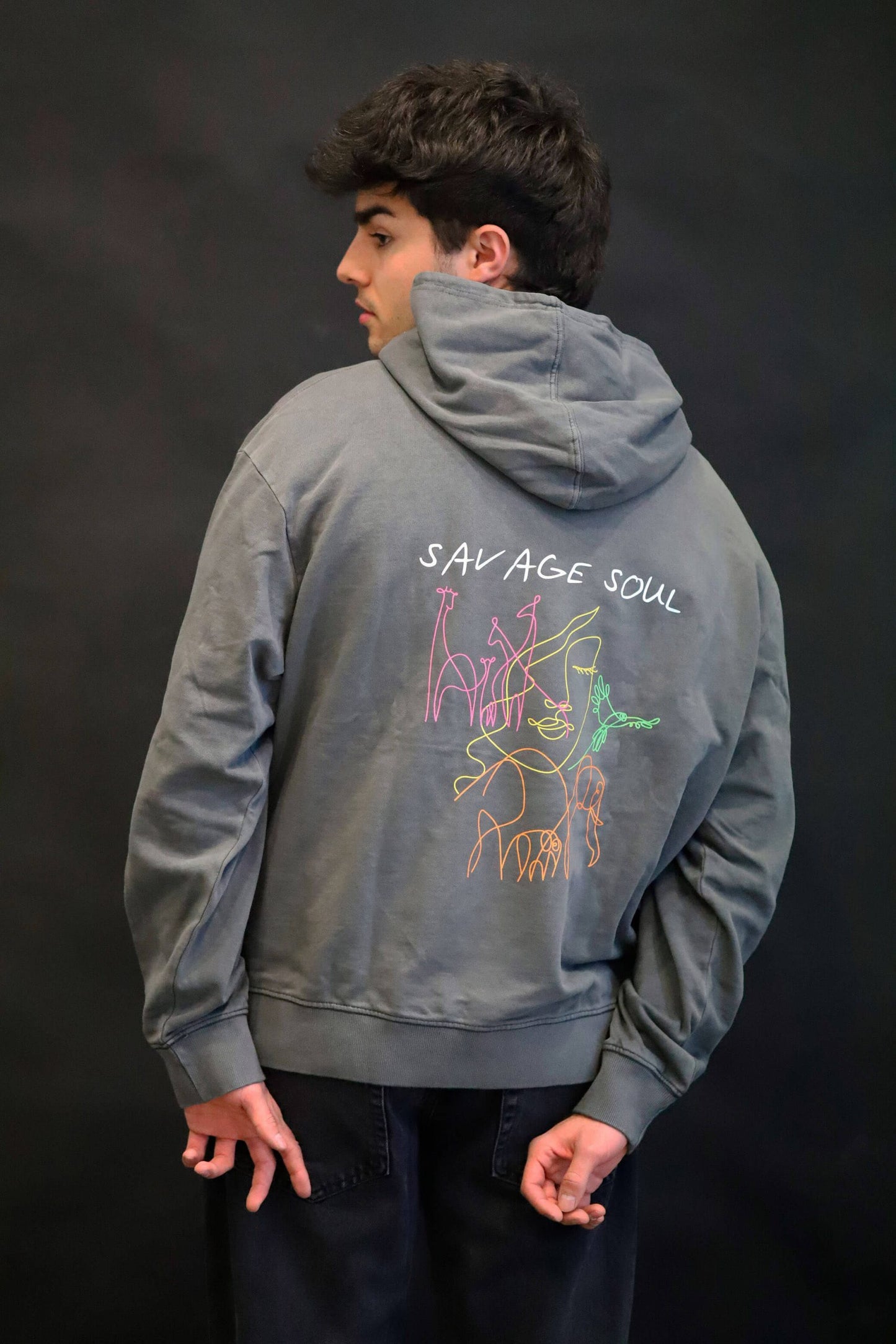 SAVAGE SOUL BLACK OYSTER OVERSIZED HOODIE 